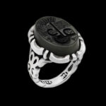 انگشتر یشم نقره مردانه طرح سادن + حکاکی عین علی (ع)