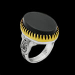 انگشتر یشم نقره مردانه طرح دور طلایی یزدان