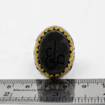 انگشتر یشم نقره مردانه طرح دور طلایی یا حسین (ع) یا مهدی (ع) +  حکاکی عین علی (ع) - Image 2