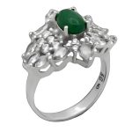 انگشتر یشم نقره زنانه طرح سمیرا