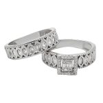 حلقه و پشت حلقه نقره زنانه طرح سوزان