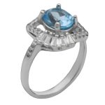 انگشتر توپاز الماس تراش زنانه نقره طرح سوگل