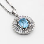 گردنبند توپاز الماس تراش زنانه نقره طرح سالی ۲ - Image 3