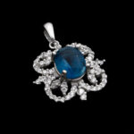 گردنبند توپاز لندنی الماس تراش زنانه نقره طرح چمن - Image 4