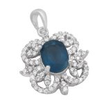 گردنبند توپاز لندنی الماس تراش زنانه نقره طرح چمن