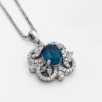 گردنبند توپاز لندنی الماس تراش زنانه نقره طرح چمن - Image 3