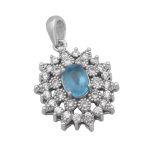 گردنبند توپاز الماس تراش زنانه نقره طرح جوانه