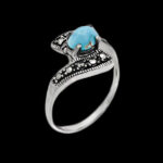 انگشتر فیروزه نیشابوری نقره زنانه طرح بدری