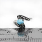 انگشتر فیروزه نیشابوری نقره زنانه طرح بدری - Image 2