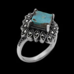 انگشتر فیروزه نیشابوری نقره زنانه طرح بدریه