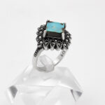 انگشتر فیروزه نیشابوری نقره زنانه طرح بدریه - Image 2