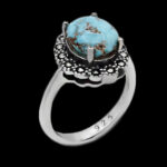 انگشتر فیروزه نیشابوری نقره زنانه طرح برفین