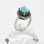 انگشتر فیروزه نیشابوری نقره زنانه طرح برفین - Image 2