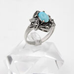 انگشتر فیروزه نیشابوری نقره زنانه طرح آپامه - Image 2