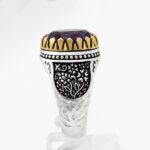 انگشتر نقره مردانه با سنگ آمیتیست الماس تراش طرح دورطلایی راستین - Image 3