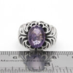 انگشتر آمیتیست الماس تراش نقره مردانه طرح راشد - Image 2