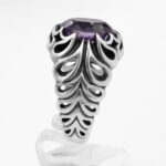 انگشتر آمیتیست الماس تراش نقره مردانه طرح راشد - Image 3