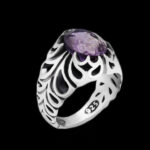 انگشتر آمیتیست الماس تراش نقره مردانه طرح راشد