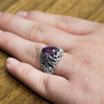 انگشتر آمیتیست الماس تراش نقره مردانه طرح راشد - Image 4