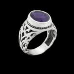 انگشتر آمیتیست الماس تراش نقره مردانه طرح بهداد