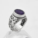 انگشتر آمیتیست الماس تراش نقره مردانه طرح بهداد - Image 3