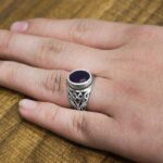 انگشتر آمیتیست الماس تراش نقره مردانه طرح بهداد - Image 4