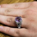 انگشتر آمیتیست الماس تراش نقره مردانه طرح بهراد - Image 4