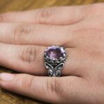 انگشتر آمیتیست الماس تراش نقره مردانه طرح بهرام - Image 4