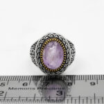 انگشتر نقره مردانه با سنگ آمیتیست الماس تراش طرح دورطلایی بهروز - Image 2