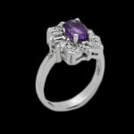 انگشتر آمیتیست الماس تراش نقره زنانه طرح ساتگین - Image 3