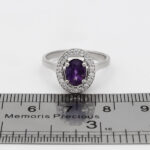 انگشتر آمیتیست الماس تراش نقره زنانه طرح ساتین - Image 2