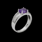 انگشتر آمیتیست الماس تراش نقره زنانه طرح ساجده