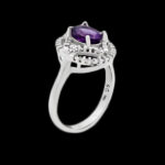 انگشتر آمیتیست الماس تراش نقره زنانه طرح ساحل