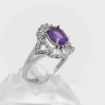 انگشتر آمیتیست الماس تراش نقره زنانه طرح سارا - Image 3