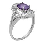 انگشتر آمیتیست الماس تراش نقره زنانه طرح سارا