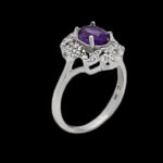 انگشتر آمیتیست الماس تراش نقره زنانه طرح سارگل