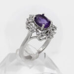 انگشتر آمیتیست الماس تراش نقره زنانه طرح سارگل - Image 3