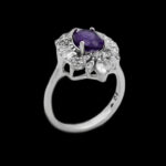 انگشتر آمیتیست الماس تراش نقره زنانه طرح سارمه