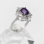 انگشتر آمیتیست الماس تراش نقره زنانه طرح سارمه - Image 3