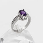 انگشتر آمیتیست الماس تراش نقره زنانه طرح سارینا - Image 3