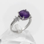 انگشتر آمیتیست الماس تراش نقره زنانه طرح سامه - Image 3