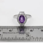 انگشتر آمیتیست الماس تراش نقره زنانه طرح سامیا - Image 2