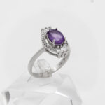 انگشتر آمیتیست الماس تراش نقره زنانه طرح سامیا - Image 3