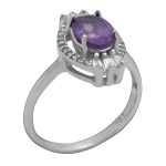 انگشتر آمیتیست الماس تراش نقره زنانه طرح سامیا