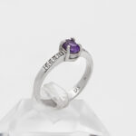 انگشتر آمیتیست الماس تراش نقره زنانه طرح سامینا - Image 3