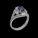 انگشتر آمیتیست الماس تراش نقره زنانه طرح سامیه