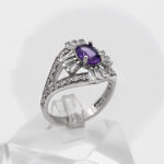 انگشتر آمیتیست الماس تراش نقره زنانه طرح سامیه - Image 3