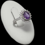 انگشتر آمیتیست الماس تراش نقره زنانه طرح سما