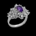 انگشتر آمیتیست الماس تراش نقره زنانه طرح سمیرا