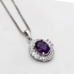 گردنبند آمیتیست الماس تراش نقره زنانه طرح ساقی ۱ - Image 3